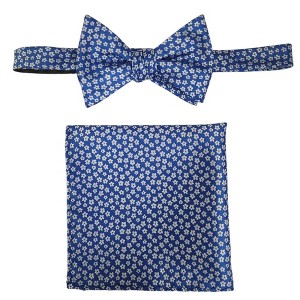 Men's Floral 2.75" x 4.75" Adjustable 16" - 20" Freestyle Self Tie with Hankie Set - 1 of 4