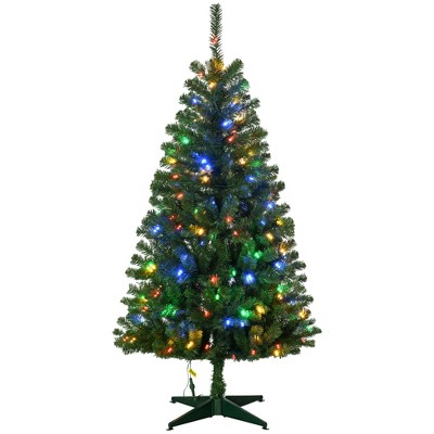 HOMCOM Prelit Artificial Christmas Tree Holiday Decoration with Warm White or Colorful LED Lights