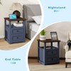 Dyonery Farmhouse Nightstand 18" White End Table with Charging Station & 2 Drawers, Rustic Bedside Table with Storage Shelf for Bedroom - 4 of 4