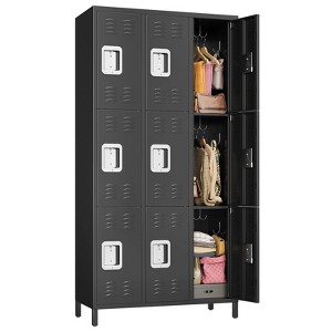 Metal Storage Cabinet with Doors and Shelves, 71” Lockable Garage Cabinet, Black Steel Utility Cabinet for Office, Clothes - 1 of 4