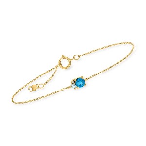 Pure Collection by Ross-Simons 0.30 Carat London Blue Topaz Bracelet With Swiss Blue Topaz and Diamond Accents in 14kt Yellow Gold - 1 of 3