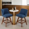 Leovsnove Counter Height Swivel Barstools Set of 2,26" H Seat Height Upholstered Bar Stools,Fabric Bar Stools with Back,Solid Wood Legs - 3 of 4
