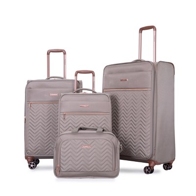 4-Piece Softside Luggage Set with Spinner Wheels, Expandable Lightweight Terylene Suitcases 16", 20", 24", 28" for Travel-Cuddlewood
