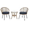 Whisen Outdoor Leisure Set, 2 Rattan Single Chairs with A Glass Round Table, Perfectly Suited for Patios, Balconies, and Courtyards - 4 of 4