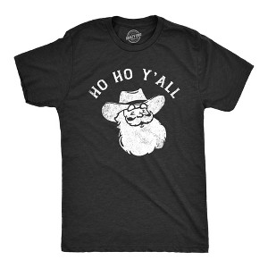 Mens Ho Ho Yall T Shirt Funny Xmas Southern Cowboy Santa Claus Tee For Guys - Crazy Dog Men's T Shirt - 1 of 4
