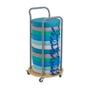 ECR4Kids Mobile Cushion Cart and SoftZone Round Floor Cushion, Flexible Seating - 1 of 4