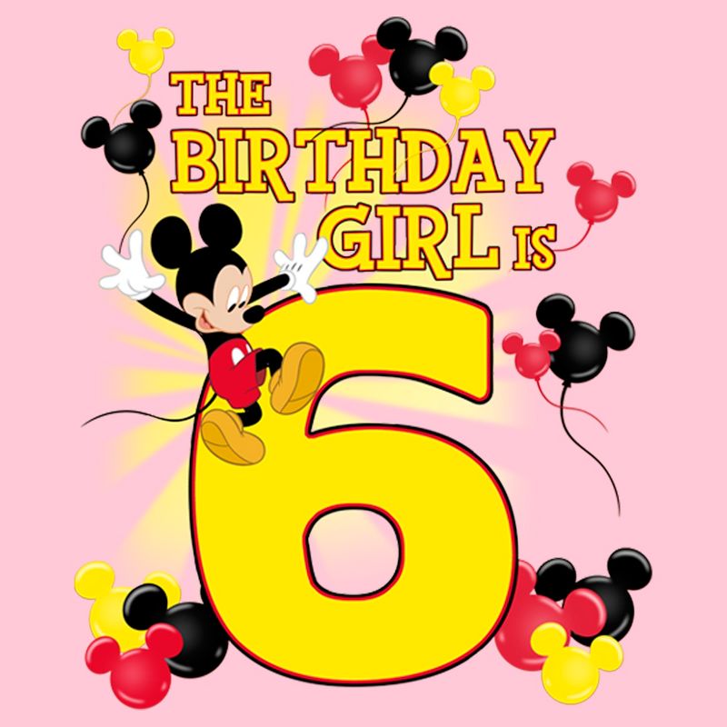 Girl's Disney Mickey Mouse The Birthday Girl is 6 T-Shirt, 2 of 5