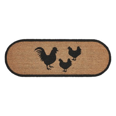 Down Home Rooster & Hens Coir Rug Oval 17x48 VHC Brands