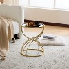 HDZNVF Modern Side Table, Golden Metal Frame and Black Top - 3 of 4