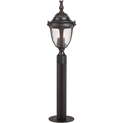 John Timberland Traditional Outdoor Post Light Fixture LED Bronze 35 1/2" Seeded Glass for Exterior Garden Yard Driveway Walkway