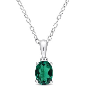 EVERLY JEWELRY | Sterling Silver Gemstone Pendant with Chain – Multiple Stone Options - 1 of 4
