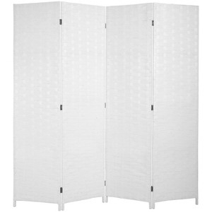 FDW Room Divider Wall Divider Wood Screen Wood Mesh Hand-Woven Design Room Screen Divider Indoor Folding Portable Partition Screen - 1 of 4