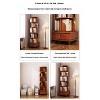 TOAOTBNBO 360° Round Spinning Bookscase with Wheels, 6 Tier Narrow Rolling Bookshelf with Drawers Display Rotating Shelf for Bedroom, Brown - 3 of 4