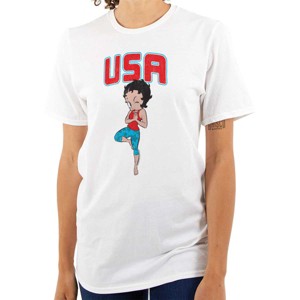 Betty Boop USA Yoga America Gym Womens Graphic T Shirt Tees Brisco Brands - 1 of 4