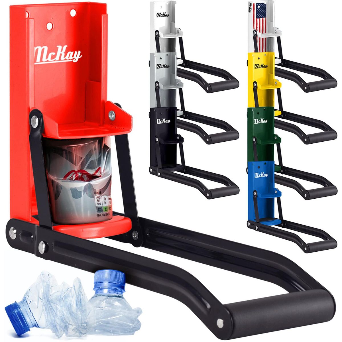 McKay Metal Can Crusher, Heavy-Duty Wall-Mounted Smasher for Aluminum Seltzer, Soda, and Bottles for Recycling - 12 oz and 16 oz Sizes
