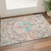 HomeRoots 3' X 5' Teal Orange And Gray Medallion Distressed Washable Area Rug - 2 of 4
