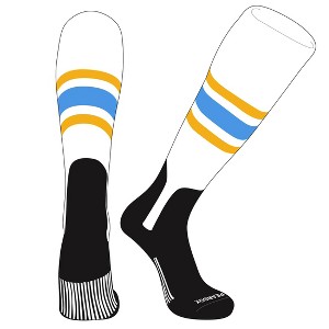 PEAR SOX OTC Baseball Softball Stirrup Socks (B, 7in) White, Gold, Sky Blue, Black - 1 of 3