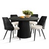 5-Piece Round Dining Table Set, 46" Pedestal Table with 4 Rattan Back Boucle Upholstered Chairs, Coastal Farmhouse Dining Room Set-Maison Boucle‎ - 2 of 4