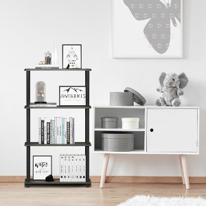 Furinno 4-Tier Multipurpose Display Rack Storage Shelving Unit with Square Tube Open Bookshelf,French Oak/Black - 1 of 4