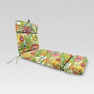 Outdoor French Edge Chaise Lounge Cushion - Green Floral - Jordan Manufacturing