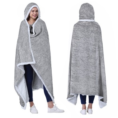 Catalonia Women's Fuzzy Wearable Blanket Wrap Sweater with Hand Pockets, Hooded Blanket Cape, Cozy Fleece Throw Cape, Valentine’s Day Gift for her