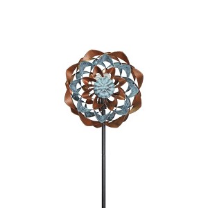 Cyan Oasis 73.5-Inch Retro Zinnia Solar Wind Spinner - 1 of 4