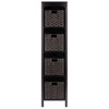 Winsome 55.98" 5pc Terrace Storage Shelf with Baskets Espresso/Chocolate: Slim Design, 4-Tier, Wood Frame - 2 of 4