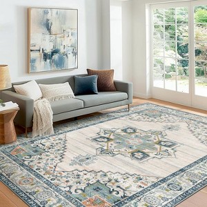ABYNOW 8x10 Machine Washable Area Rug – Modern Abstract Soft Low-Pile Carpet with Non-Slip Backing for Living Room & Bedroom - 1 of 4