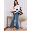 INSPIRE CHIC Womens Maternity Flare Jeans Mid-Rise Stretchy Bell Frayed Hem Casual Bootcut Denim Pregnancy Pants - 2 of 4