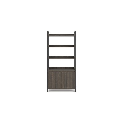 Zendex 72" Dark Brown Wood and Metal Bookcase with Cabinet