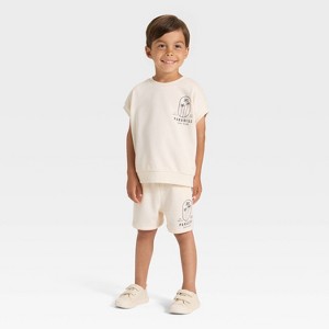 Grayson Mini Toddler Boys' French Terry Shirt and Shorts Set - 1 of 4