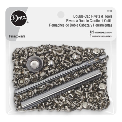 100 Sets 5-15mm Metal Double Cap Rivets Stud Round Nail Button With Tool  For Leathercraft Repair Shoes Bag Belt Clothing Garment