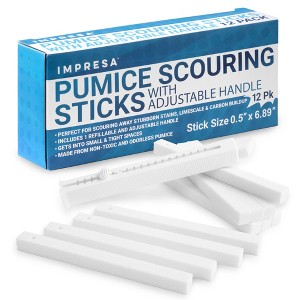 Juvale 12 Pack Pumice Stone for Cleaning Toilet, Ovens, Grills, Sinks and Tiles, Scouring Stick with Adjustable Handle - 1 of 4