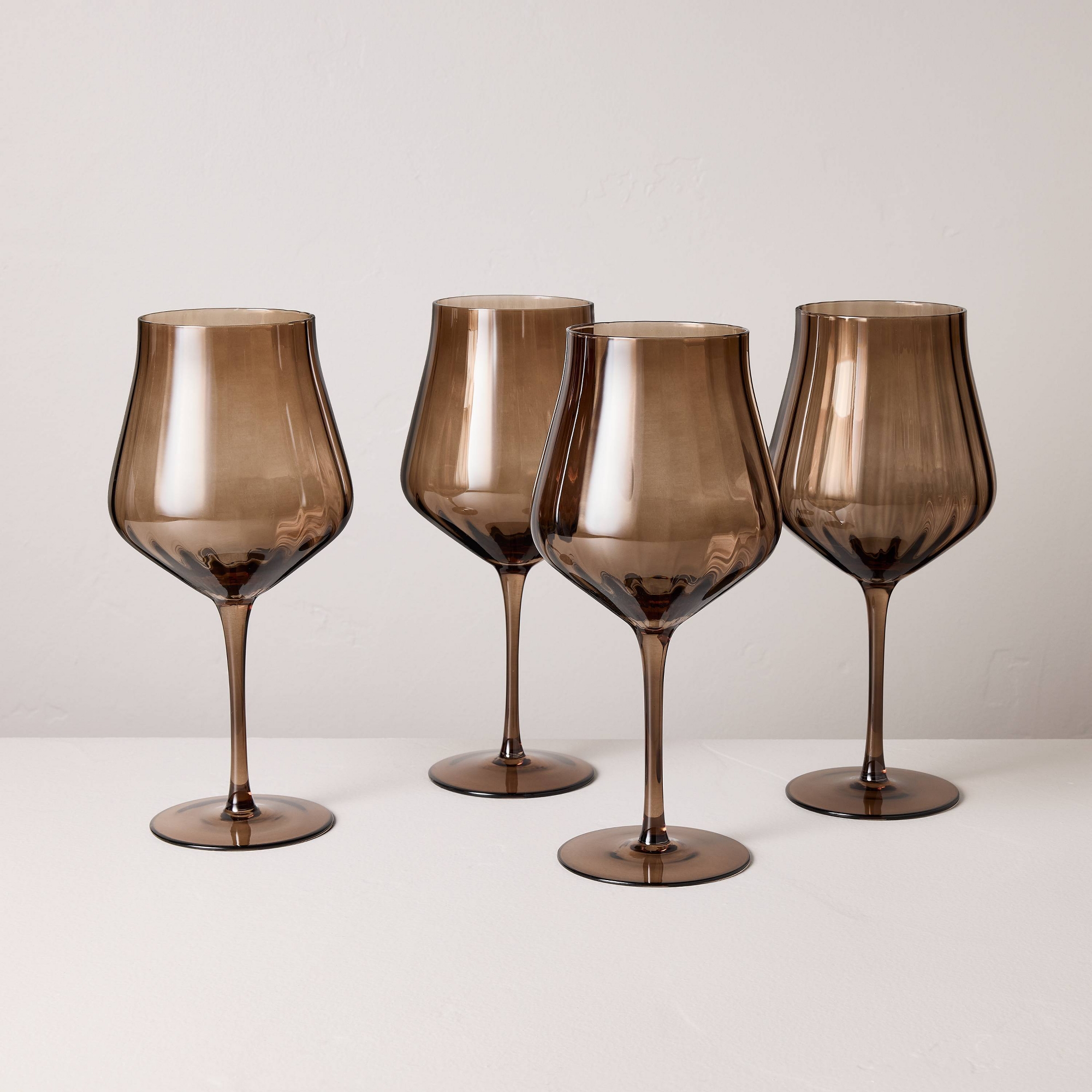 Set of 4 20oz Wine Glasses Brown - Hearth & Hand™ with Magnolia