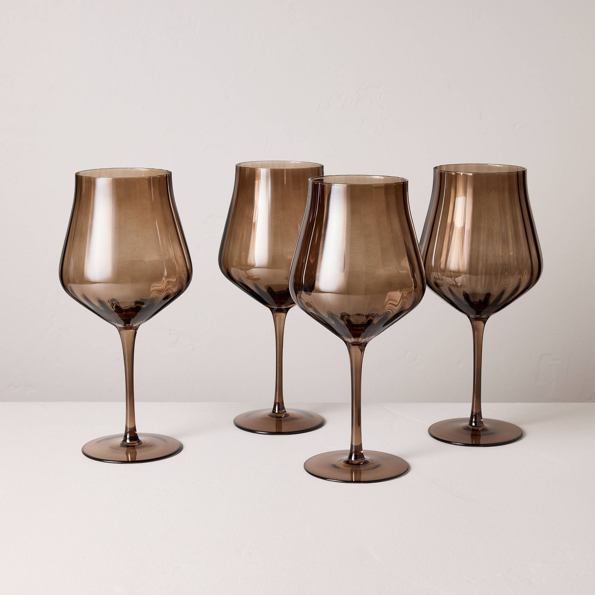 Set of 4 20oz Wine Glasses Brown - Hearth & Hand™ with Magnolia