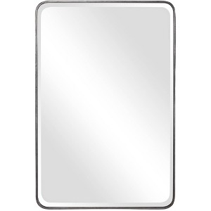 Uttermost Rectangular Vanity Accent Wall Mirror Modern Curved Corner Beveled Silver Metal Frame 24" Wide for Bathroom Bedroom - 1 of 1