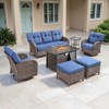 Belord Outdoor Wicker Patio Furniture Set with 43" Propane Fire Pit Table, Swivel Patio Chairs Set with Sofa Couch, Fire Pit Table and Ottoman - 3 of 4