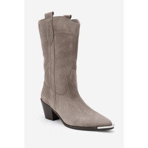 Alvi - Taupe Suede Leather Western Boot (Women) taupe suede 9 Forever & Always Shoes US - 1 of 4
