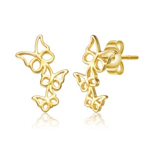 Guili Elegant 14k Gold Plated Filigree Butterfly Trio Stud Earrings – Delicate, Graceful Jewelry with a Nature-Inspired, Timeless Design - 1 of 3