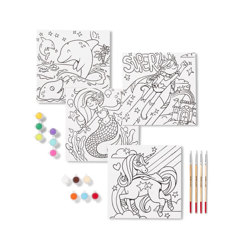 8&#39;&#39; x 8&#39;&#39; 4pk Paint-Your-Own Canvas Panel Pack Mermaid/Dolphin/Unicorn/Superhero - Mondo Llama&#8482;, 3 of 6