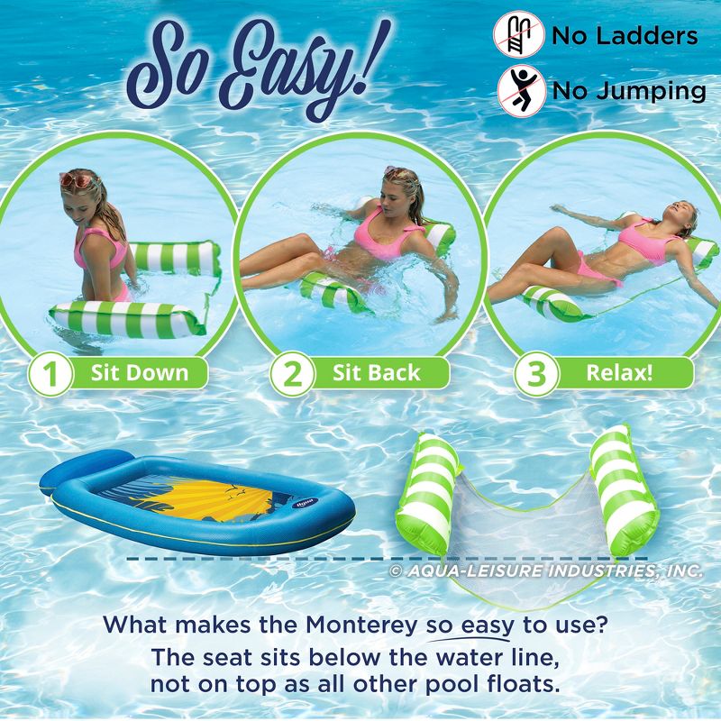 Aqua Leisure Monterey Water Inflatable 4-in-1 Pool Hammock Lounger, 4 of 6