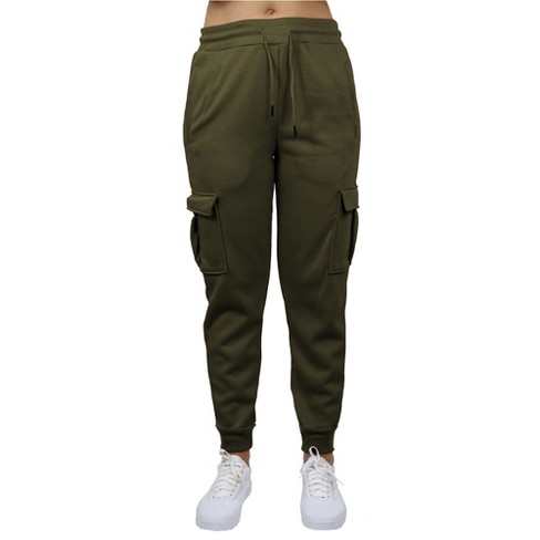 Blue Ice Apparel Women s Heavyweight Loose Fit Fleece lined Cargo Jogger Pants Olive L Target