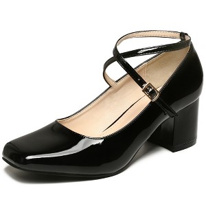 Perphy Women's Square Toe Crisscross Strap Block Heel Mary Jane Pumps - 1 of 4