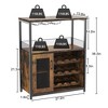 Garvee Wine Cabinet with Large Storage Space and Detachable Rack, Small Sideboard and Buffet Cabinet with Mesh Door, Retro Brown/Gray - 2 of 4