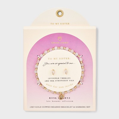 Beaded Bracelet and Stud Earring Set 2pc
