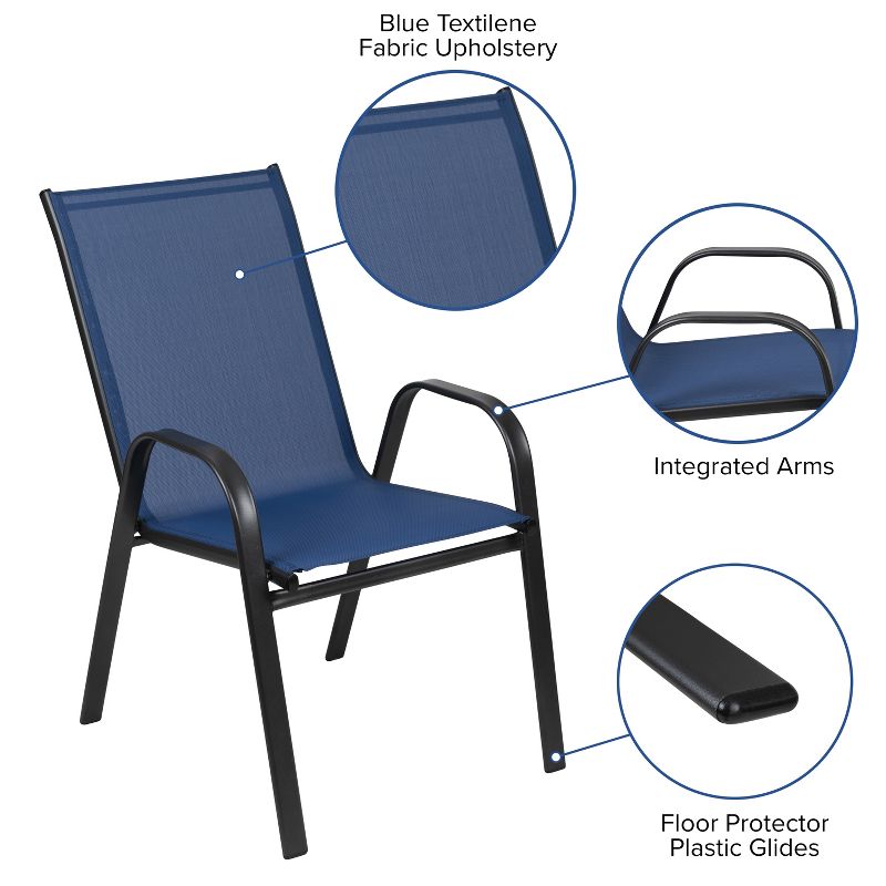 Emma and Oliver 4 Pack Outdoor Stack Chair with Flex Comfort Material - Patio Stack Chair, 6 of 15