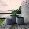 Rosemead Home & Garden, Inc. 3pc Kante Fiberglass and Concrete Indoor Planter Pots Black 13.19"x13.19"x11.02" - 2 of 3