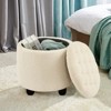 NicBex Button Tufted Round Storage Ottoman,Small Upholstered Footstool with Removable Lid,Storage Bench for Bedroom,Living Room,Vanity - 3 of 4