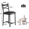 Set of 2/4 Bar Stools - PU Leather Counter Height w/Back & Footrest for Kitchen Island, Apartment, Counter Bar - 2 of 4