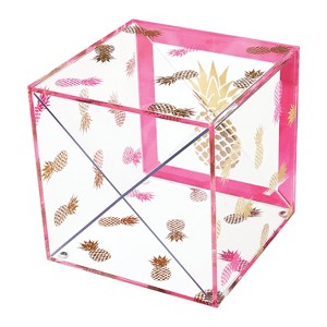 Deflect-O Deflecto Desklarity Storage Cube with X Dividers Precisely Pineapple Pink/Metallic Gold 6" - 1 of 3